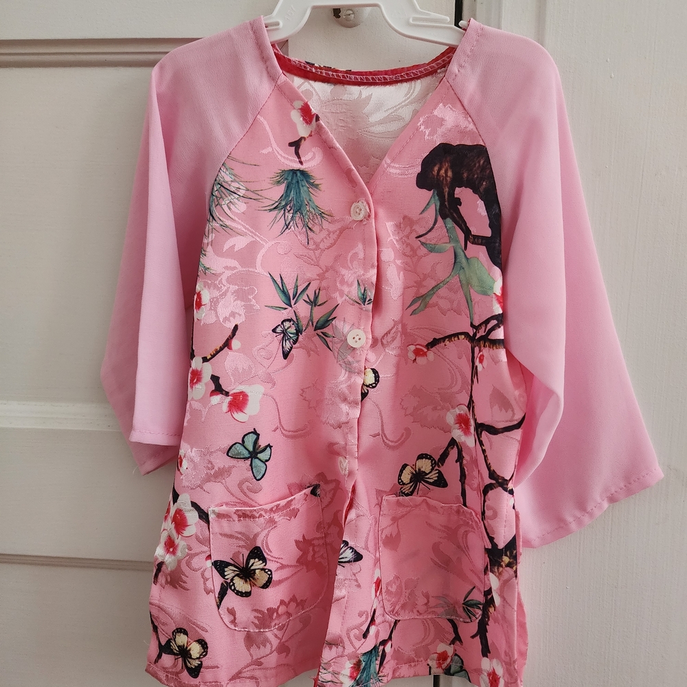 Pink Floral Button-Up Top